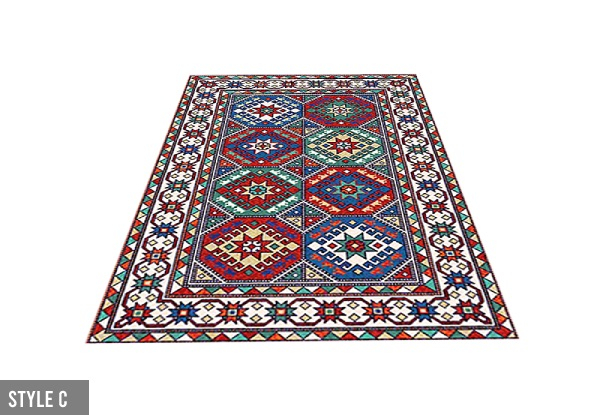Retro Boho Printed Floor Carpet - Four Styles & Three Sizes Available