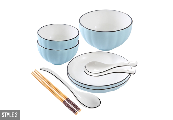 Blue Japanese Style Ceramic Dinnerware Crockery Set - Eight Options Available