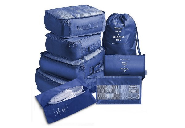 Set of Eight Luggage Organiser Pouches - Five Colours Available
