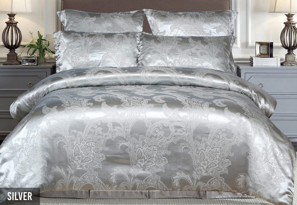 Three-Piece 500TC Jacquard Comforter Set - Available in Six Colours & Three Sizes