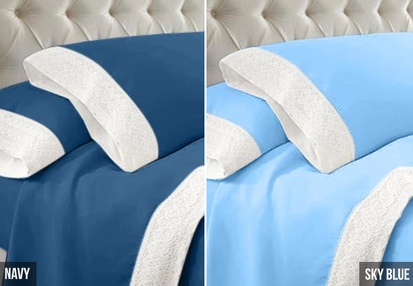 1000TC 100% Cotton-Lace Bed Sheet Set - Eight Colours & Seven Sizes Available
