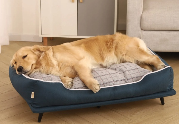 Pet Scene Large Raised Cushioned Pet Bed with Removable Cover - Two Styles Available