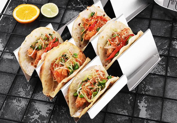 Four-Piece Stainless Steel Taco Holder Set