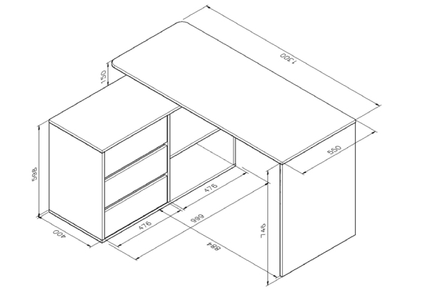 Kasper Corner Desk with Drawers