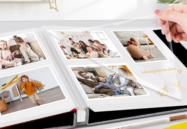 Self-Adhesive 80-Page Linen Photo Album - Option with Window Pocket