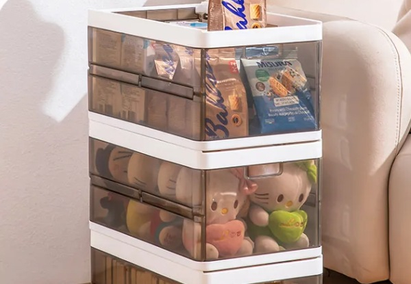 Four-Piece Stackable Storage Boxes with Lids Partitions