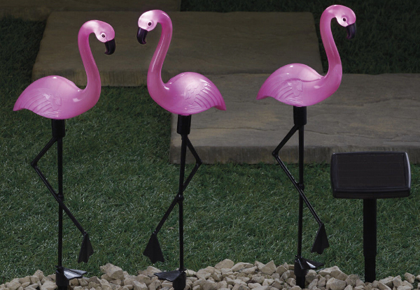 One Flamingo Solar Garden Light - Option for Three-Pack Available