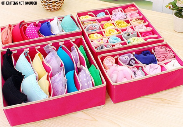 Four-Piece Underwear Drawer Organiser - Two colours Available
