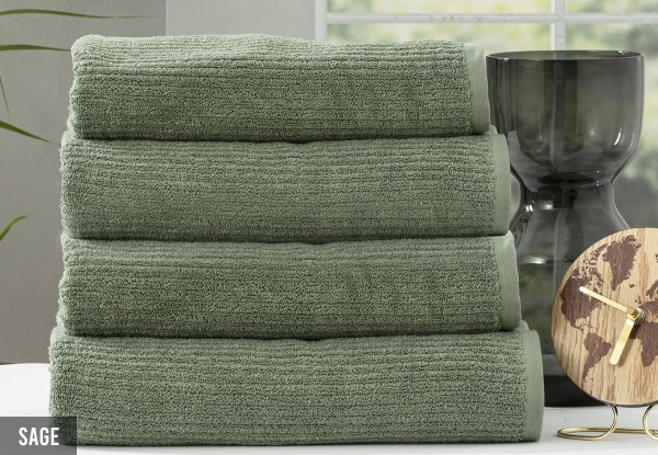Four-Piece 650GSM Cobblestone Ribbed Towel Set - Eight Colours Available