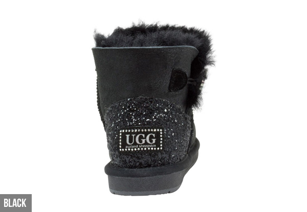 Auzland Women's Nappa Mini Crystal Button UGG Boots - Two Colours Available