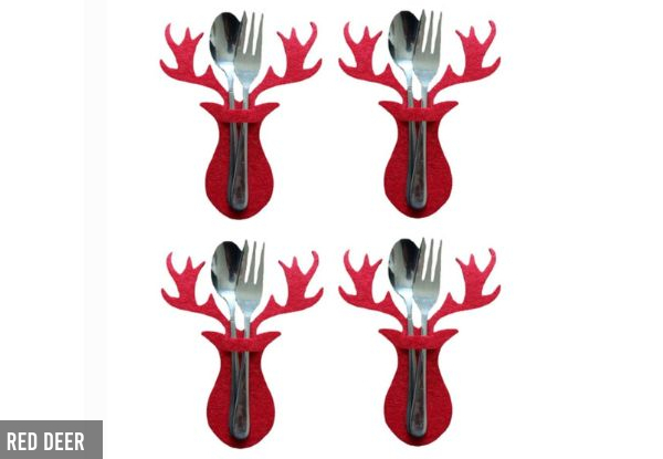 Four-Piece Christmas Cutlery Holder Pockets - Six Styles Available