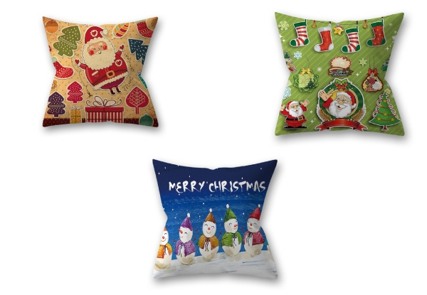 Three-Pack Christmas Cushion Covers - Three Styles Available