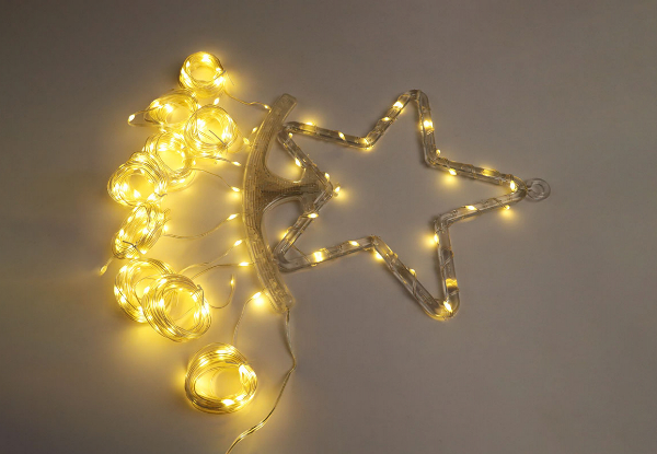 Christmas Solar Topper Star String Light - Available in Three Colours