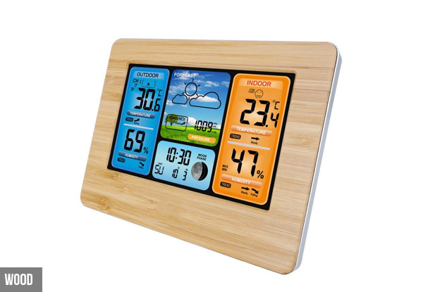 Wireless Sensor LCD Display Weather Station Digital Alarm Clock - Two Colours Available