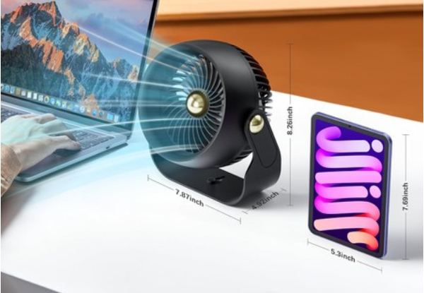 Rechargeable Four-Speed Air Circulator Desk Fan - Two Colours Available