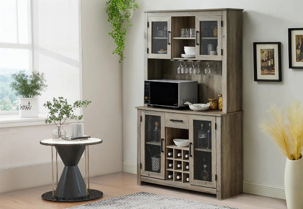 Washed-Grey Finish Wine Cabinet