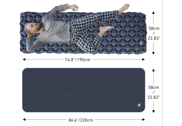 Single Inflatable Camping Mattress Sleeping Pad - Two Colours Available