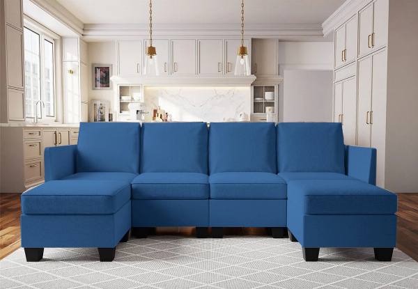 Enzo Sectional Sofa with Ottoman - Available in Two Colours