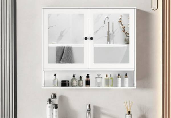 Two-Door Bathroom Mirror Cabinet - Two Colours Available