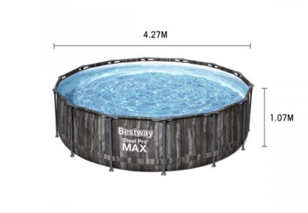 Bestway 4.27m x 1.07m Steel Pro Max Pool - Incl. Filter Pump, Ladder & Cover