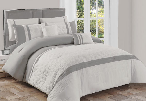 Seven-Piece Quilted Comforter Set - Three Sizes Available