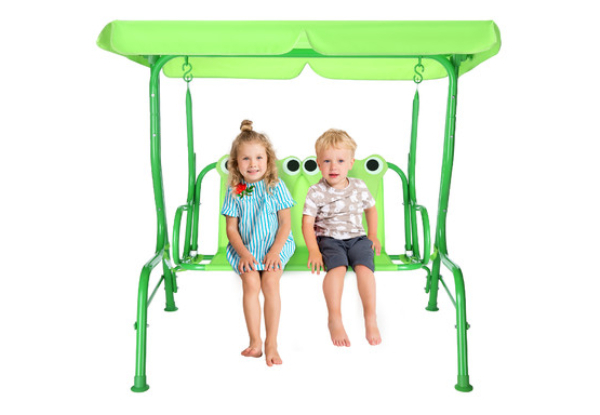 Kids Two-Seater Swing Chair with Canopy - Two Styles Available