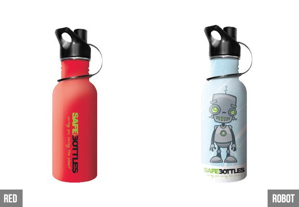 $15 for Two 500ml Stainless Steel SafeBottles – Available in Nine Designs