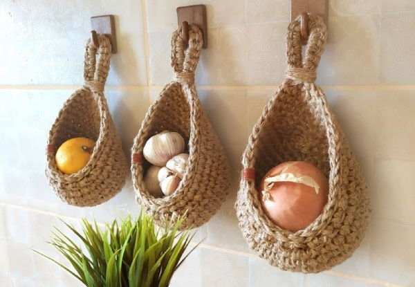 Hanging Woven Fruit Basket - Six Sizes Avaialble