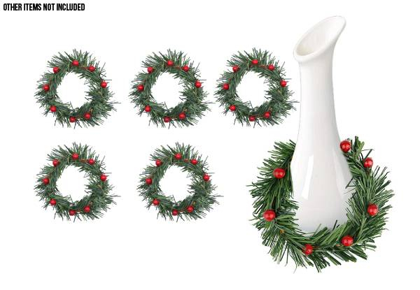Five-Pack of Mini Christmas Berries Wreaths - Option for Ten-Pack Available