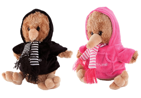Sitting Kiwi Soft Toy with Jacket & Scarf - Two Colours Available