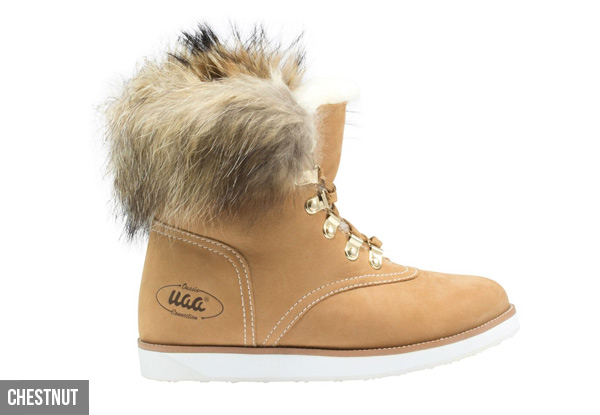 Aussie Connection Womens Leather Sheepskin Lace Up Fur UGG Boots - Two  Colours Available