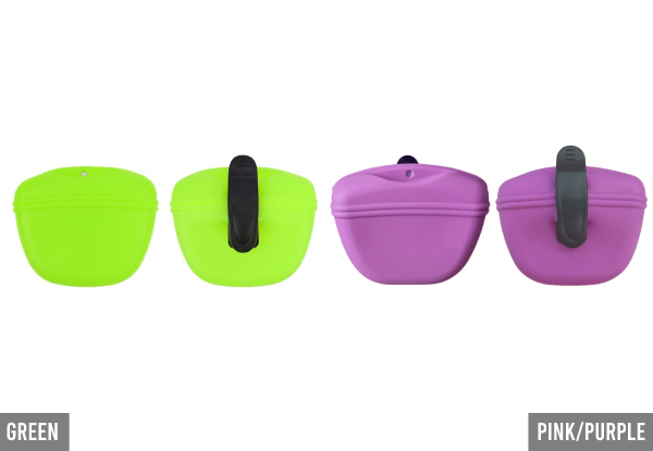 Portable Silicone Pet Treat Pouch - Available in Ten Colours & Option for Two-Pack