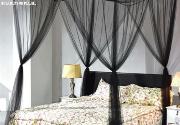 Four-Corner Post Bed Canopy Mosquito Net - Two Colours Available & Option for Two