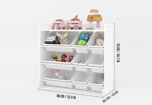 Kids Toy Storage Shelf with Nine Bins