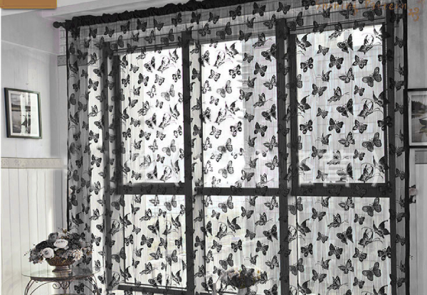 Black Butterfly Polyester Fibre Tassel String Curtain - Options for up to Three