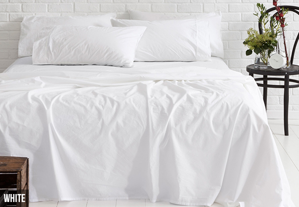 Canningvale Vintage Softwash Queen Sheet Set - Option for Super King Size & Three Colours Available with Free Delivery