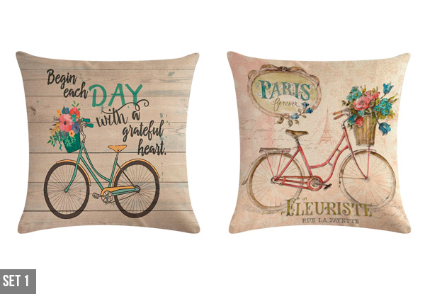 Paris Style Cushion Cover - Six Styles Available & Options for Sets