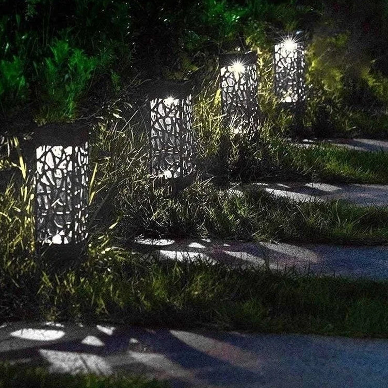 Four-Pack Cool White LED Solar Garden Stake