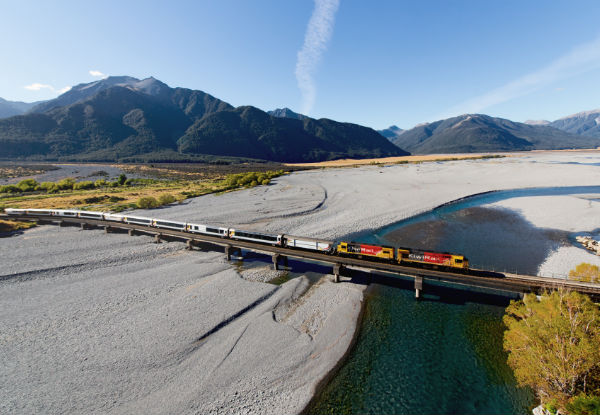 TranzAlpine 'Heart of the West Coast' Experience for Two People incl. Return Rail Passes from Christchurch to Greymouth, One Night's Accommodation at Coleraine Motel & One Day Car Hire