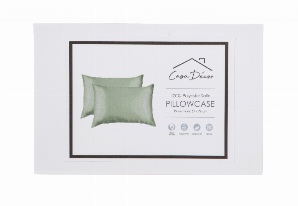 Twin-Pack Casa Decor Luxury Satin Pillowcase - Five Colours Available