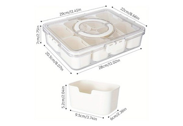 Eight-Grid Snack Container Food Box with Lid & Handle