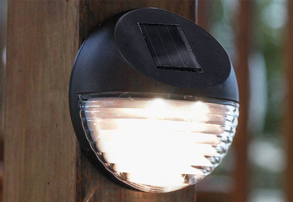 One LED Round Solar Power Outdoor Fence Light - Options for Two or Four with Free Delivery