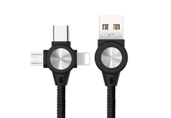 Three-in-One Data Cable - Four Colours Available & Option for Two