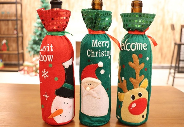 Three-Pack of Christmas Bottle Covers - Option for Six-Pack