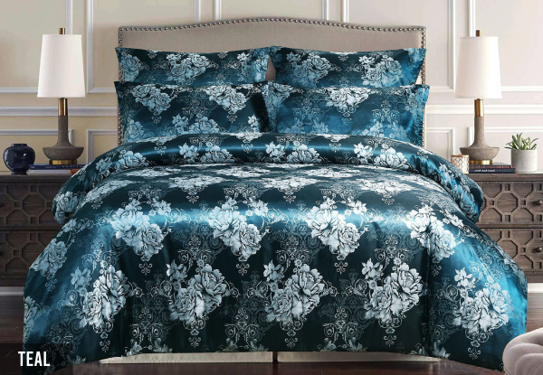 Three-Piece 500TC Jacquard Comforter Set - Available in Six Colours & Three Sizes