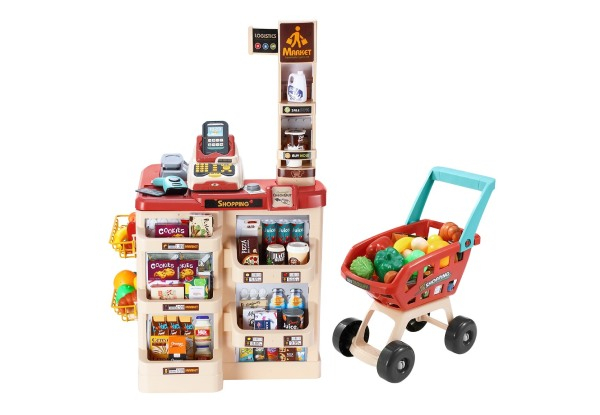 48-Piece Supermarket Stand Toy with Trolley