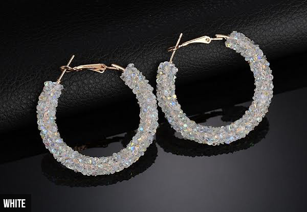 Crystal Hoop Earrings - Three Colours Available