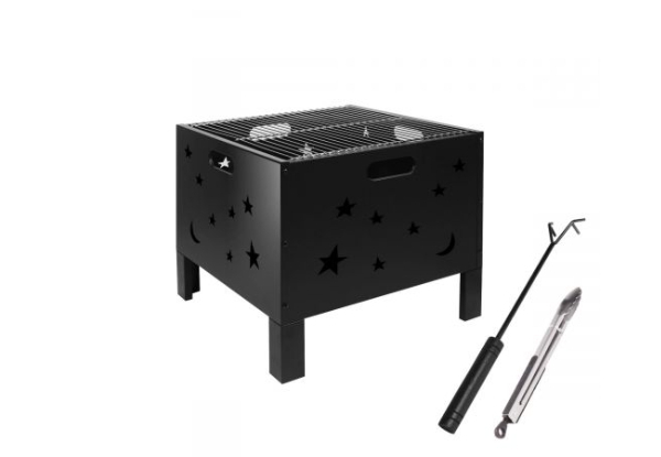 Two-In-One Portable BBQ & Fire Pit incl. Poker & Tong