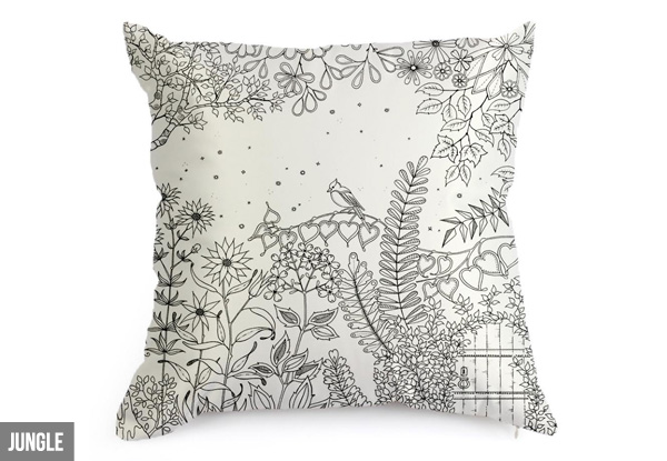 Colour-In Cushion Cover - Nine Designs Available with Option to incl. 12 Markers