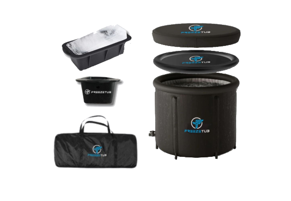 Freeze Tub Solo Ice Bath Bundle Incl. Freeze Tub, Thermal Lid, All Weather Cover, Storage + Carrier Bag & Two Large Silicon Ice Trays